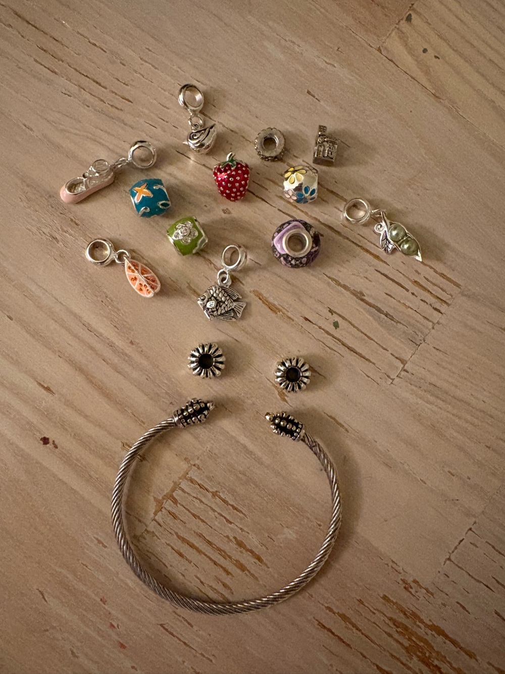 Pandora Silver Charm Bracelet with Colorful Enamel Charms